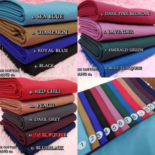  Kain Plain  Japanese Cotton Bidang 60 Gred NO1 High 