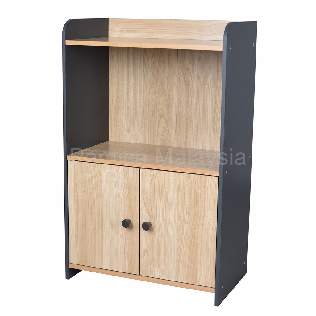 Pamica Sv6513 Cozy 2 Tier Bookcase Storage Shelf With Door In Oak