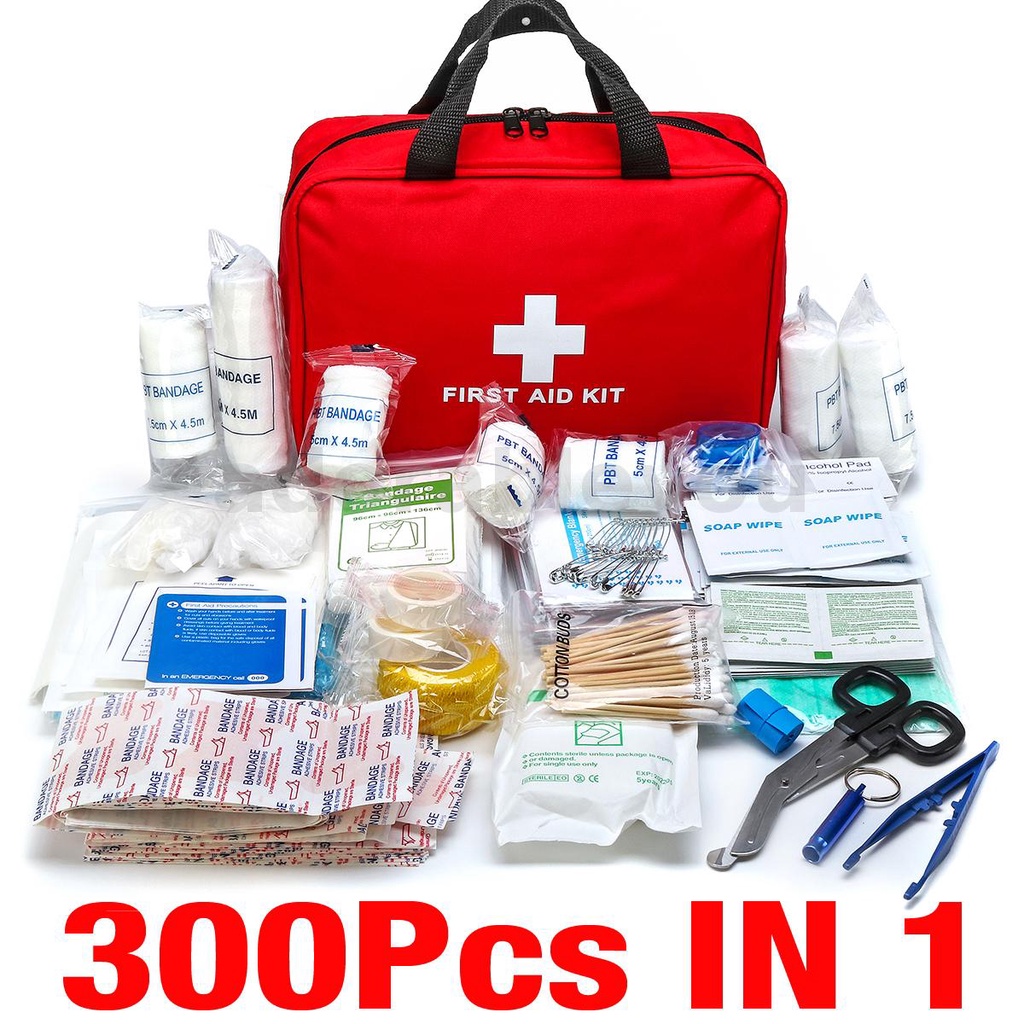 300 In 1 Portable First Aid Emergency Kit Camping Sport Travel Car Home Medicals Bag Safety Protection