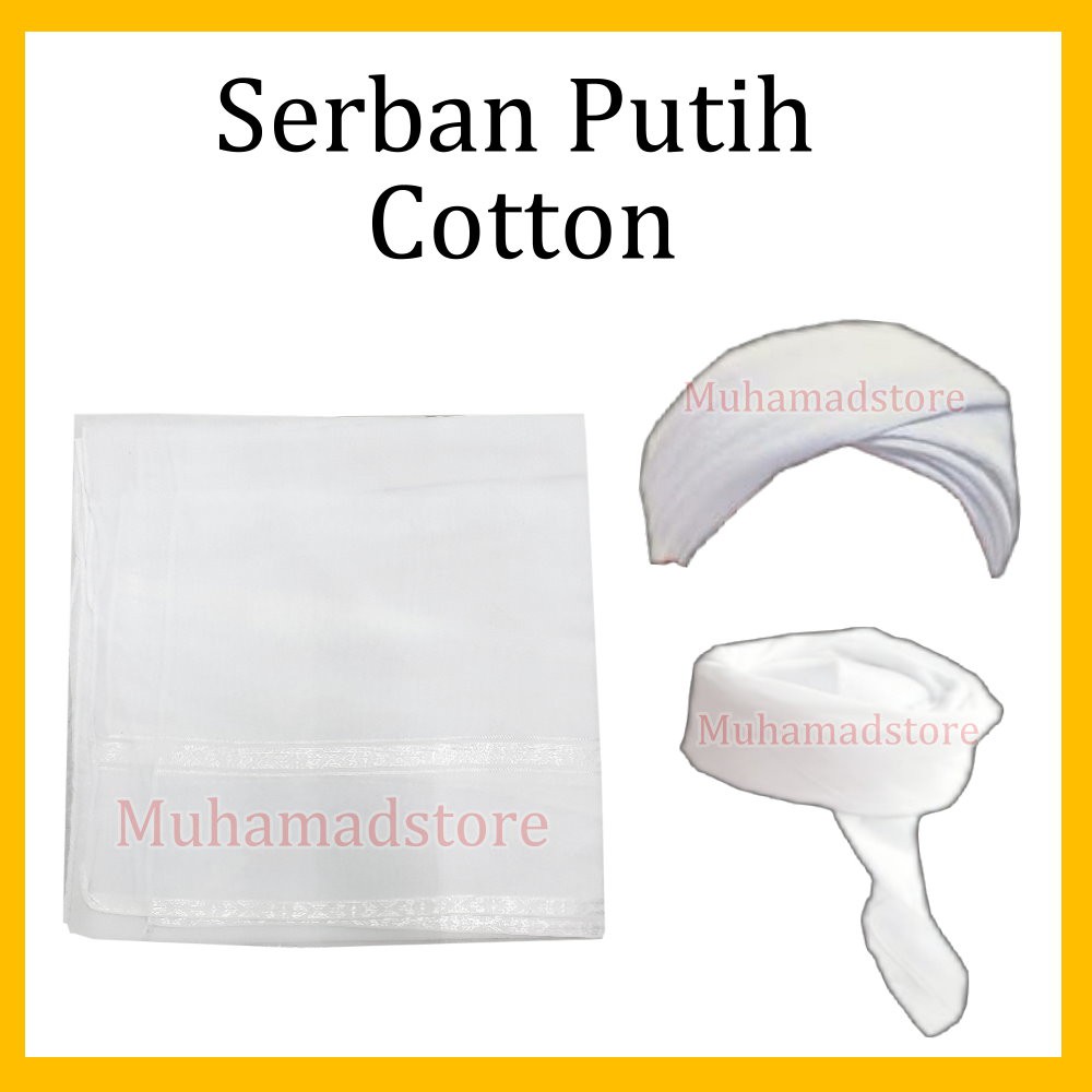  Serban  Putih  Cotton Saiz 54 x 54 56 x 56 58 x 58 