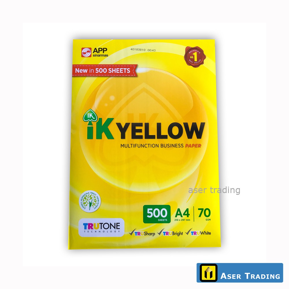 IK YELLOW MULTIFUNCTION BUSINESS A4 PAPER 70G / 80G (500sheets ...