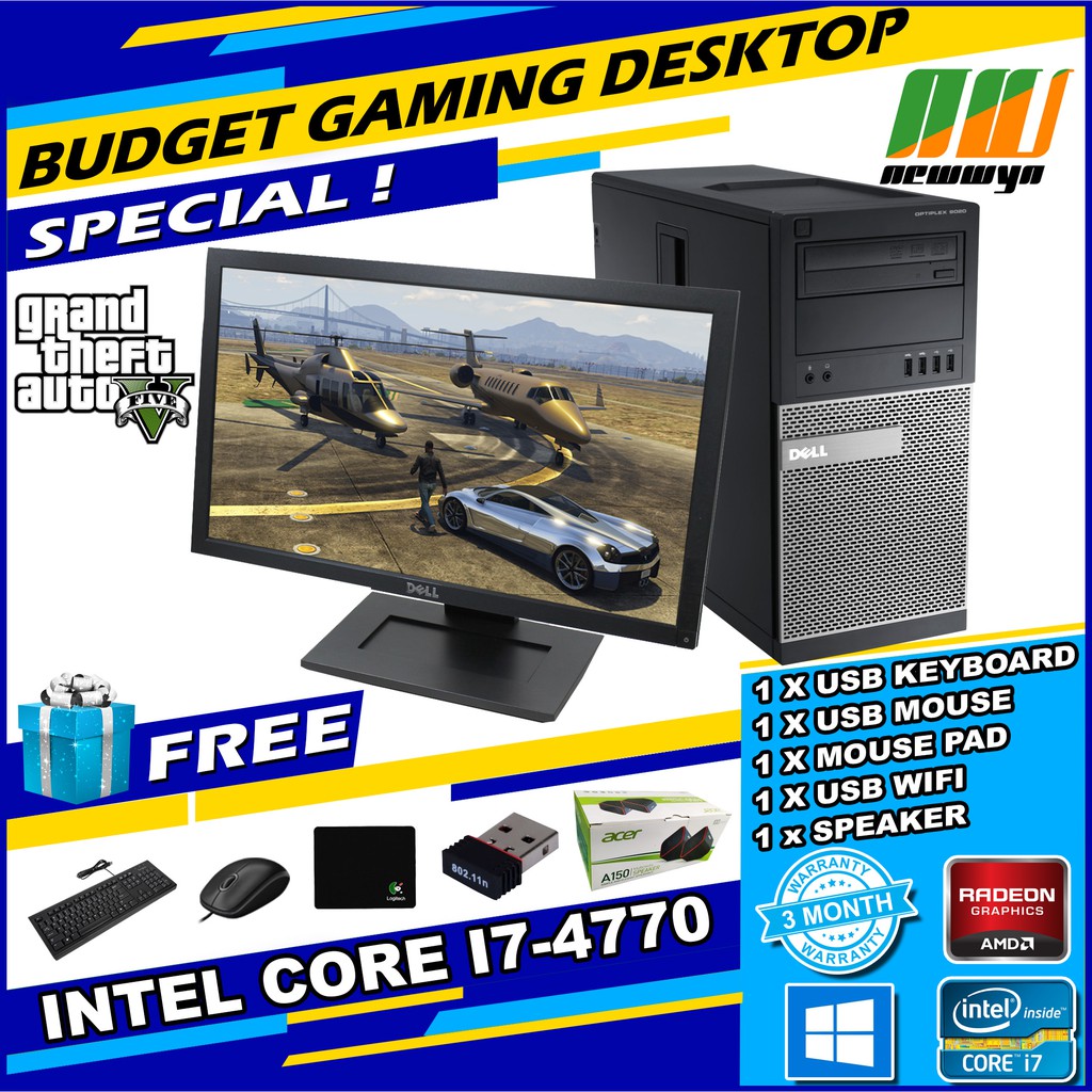 Budget Gaming Pc Gta V Dota 2 Csgo With Monitor 20 Widescreen