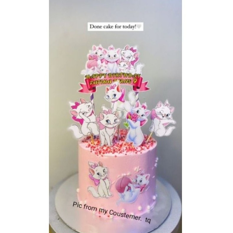 Cake Topper Design 001 Theme Marie Cat Custom Name And Age Shopee Malaysia