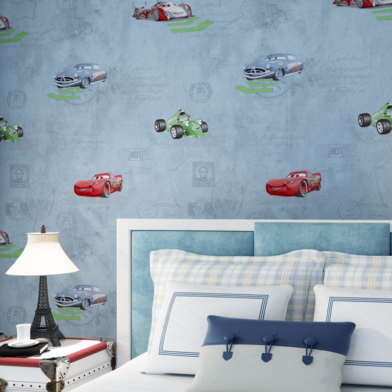 Children S Room Cartoon Car Wallpaper Cute Cartoon Boy Room Warm Bedroom Non Wov