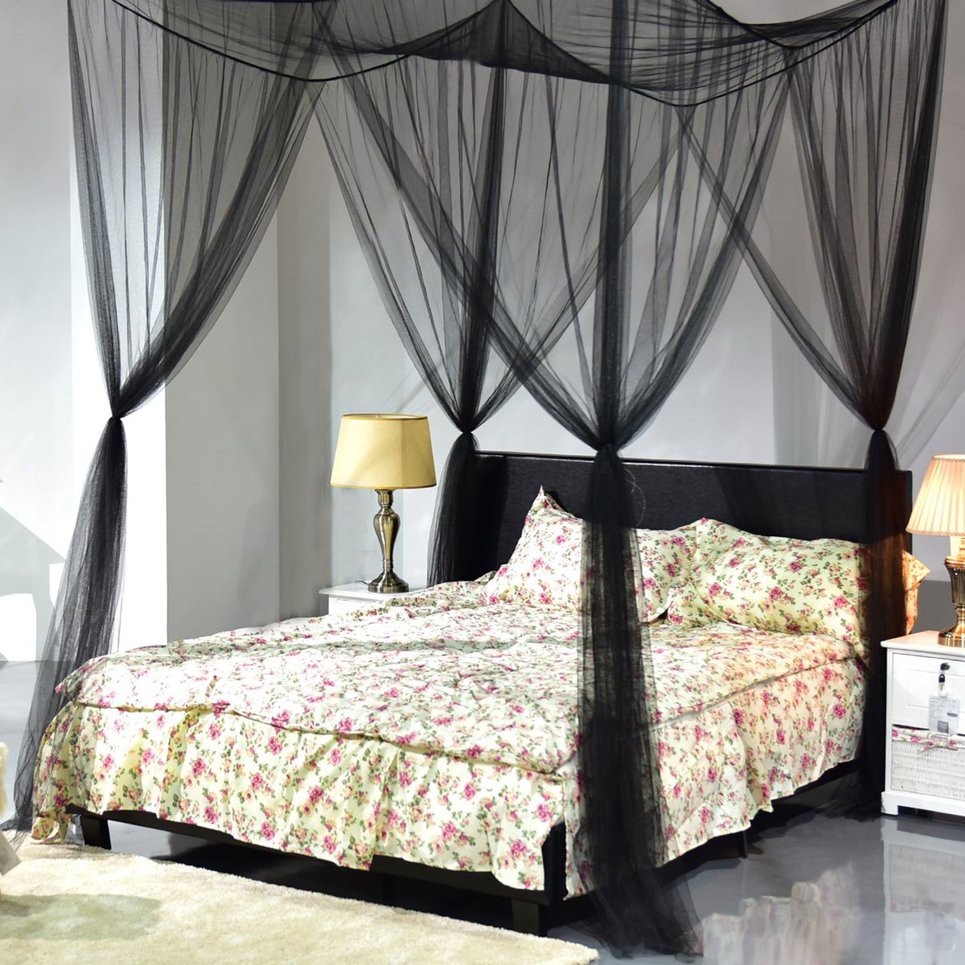 Super Size Four Corner Square Mosquito Net Bed Canopy Set Bedroom