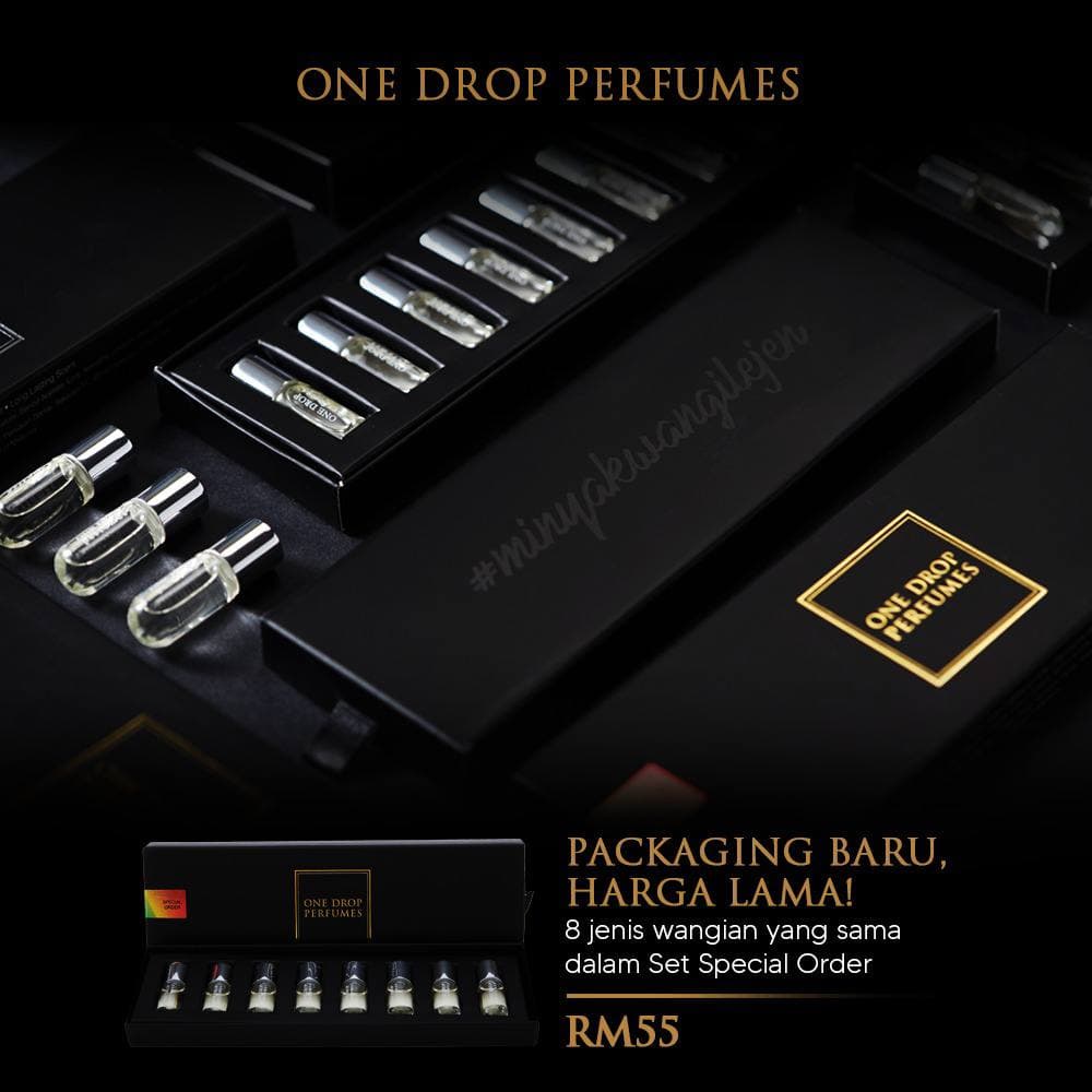 ONE DROP PERFUME SPECIAL ORDER SET / 3ML X 8 BOTTLE PER BOX / 100% PATI MINYAK WANGI ASLI / LONG LASTING SCENT