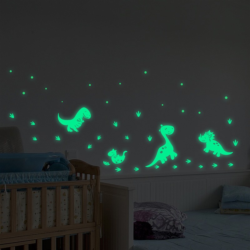 Glow in The Dark Dinosaur Wall Stickers 10 Large Bright Wall Decals for Bedroom Walls and Ceilings Set 2 for Boys Room and Girls Room 