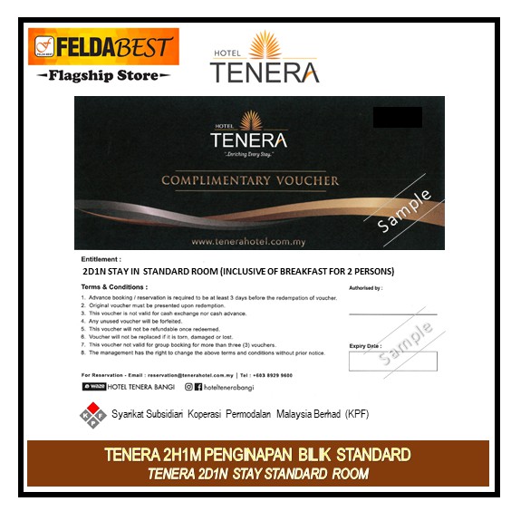 Tenera 2 Days 1 Night Stay Standard Room Voucher Shopee Malaysia