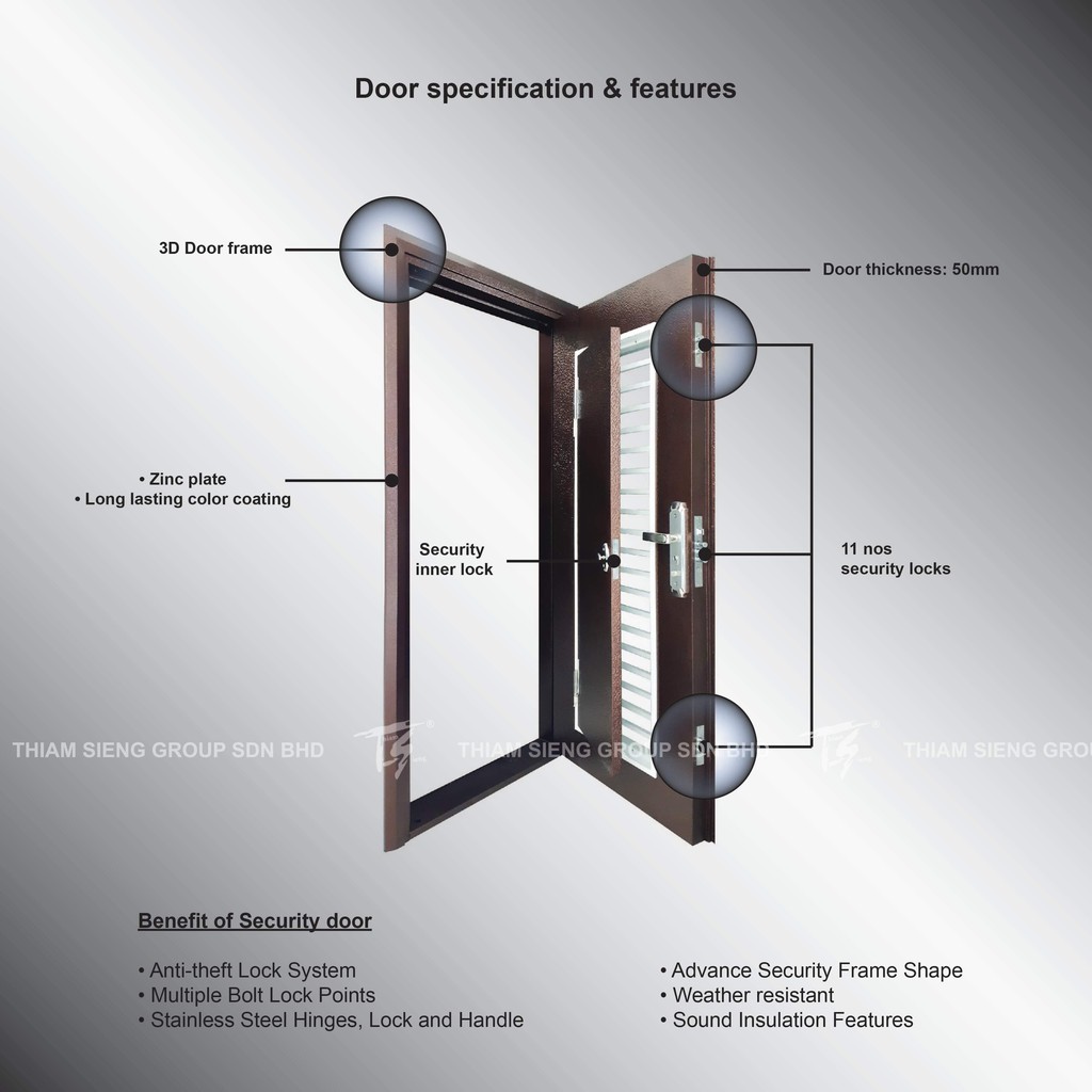 Lowest Price Rm999 Delivery Charges Security Door Single With 10locks And Solid Alu Zinc Solid Door Shopee Malaysia