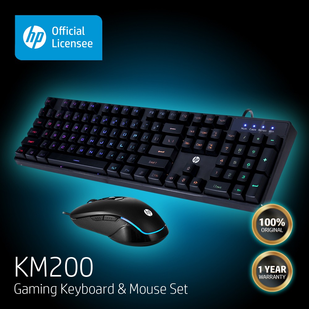 HP KM200 High Performance LED Backlight Gaming Keyboard and Mouse Combo
