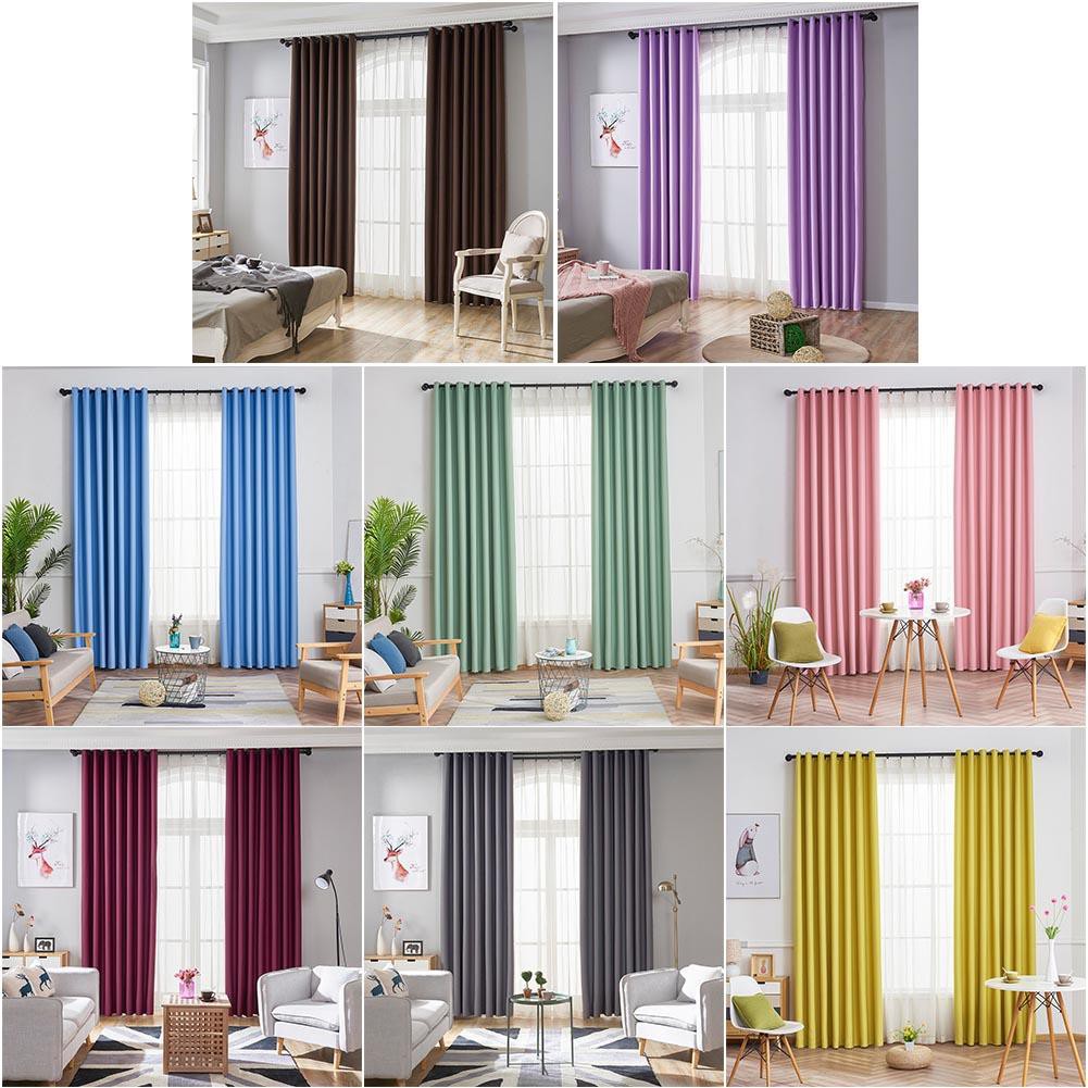 Simple Pure Color Home Blackout Curtain Study Bedroom Window Drapes Curtain
