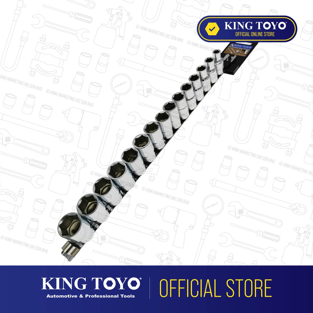 King Toyo 15pcs 8 24mm 1 2 Dr Regular Box Socket 6point With Socket Holder Shopee Malaysia