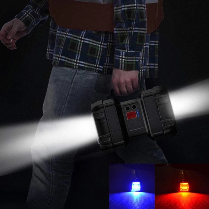 Reliable Versatile Super Bright 100000LM Double Head Handheld LED Spotlight Flashlight Searchlight Waterproof Recharg... - Image 5