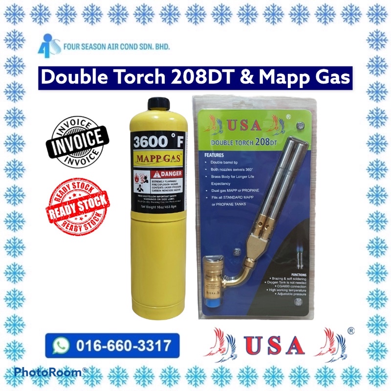 [ 100% Original ] USA Double Torch 208DT & Mapp Gas / Map Gas | Shopee