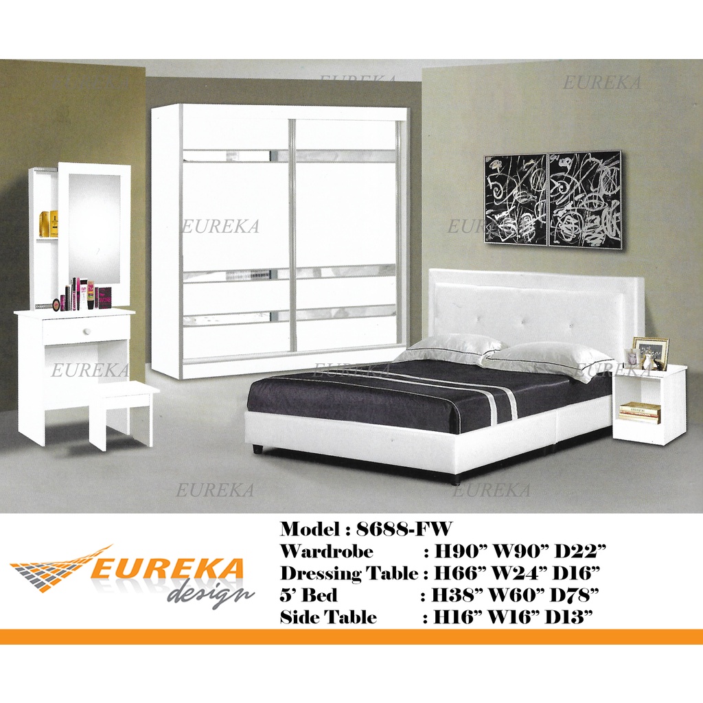 EUREKA 4in1 Bedroom Set 8688 Wardrobe Bed Side Dressing Table / Bilik Tidur (Deliver & Installation Klang Valley) TYZ