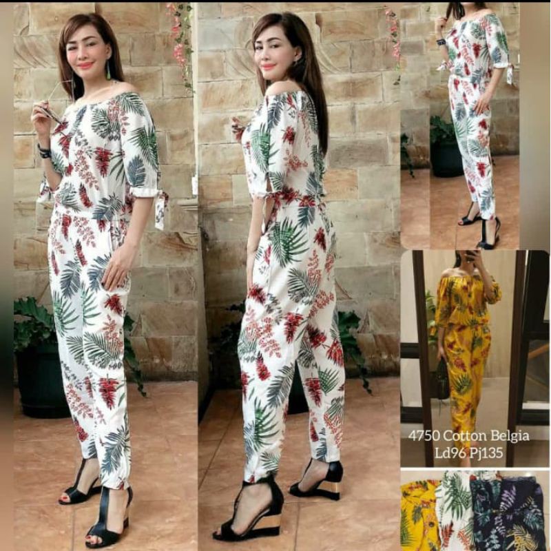 Belgian JUMPSUIT LEAVES COTTON