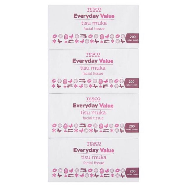 Tesco Everyday Value Facial Tissue 4 x 200s | Shopee Malaysia