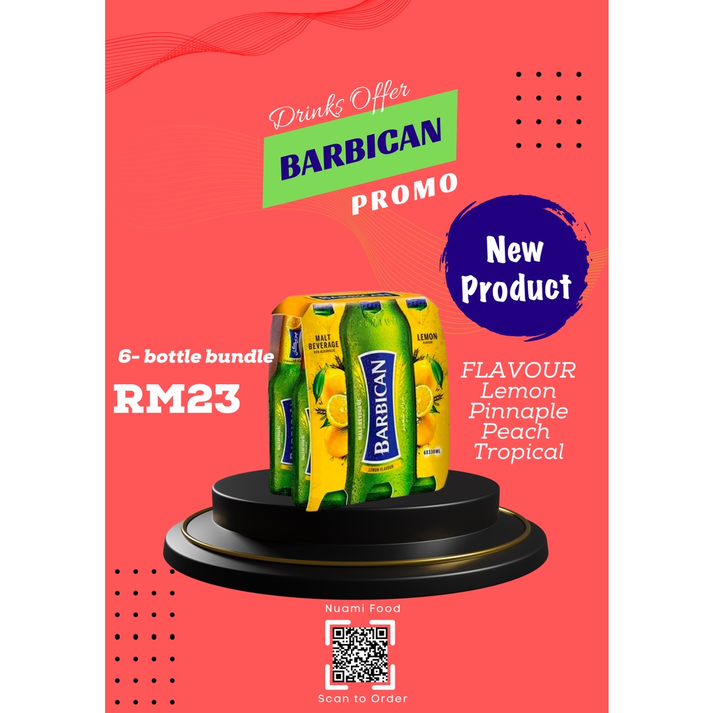 Barbican Malt Drink Glass Bottle (6x330ml)(5 Flavours)Minuman Barbican NonAlcoholic Halal