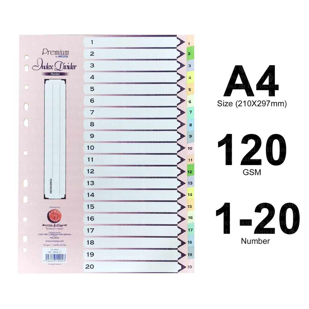 Campap Number 120 Index Divider (CA4904) Shopee Malaysia