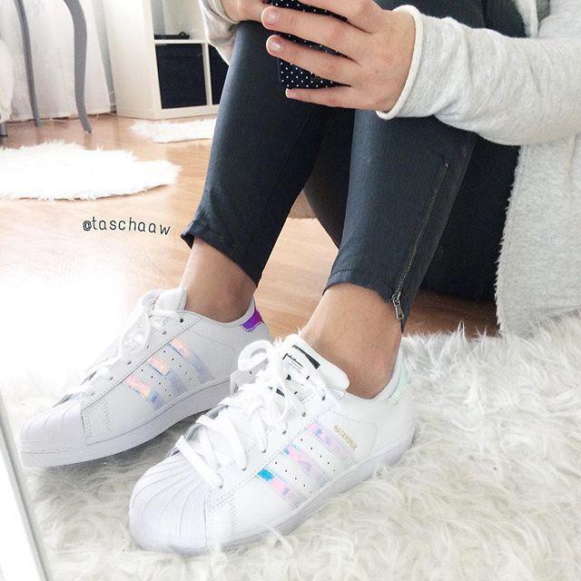 adidas superstar white metallic silver white