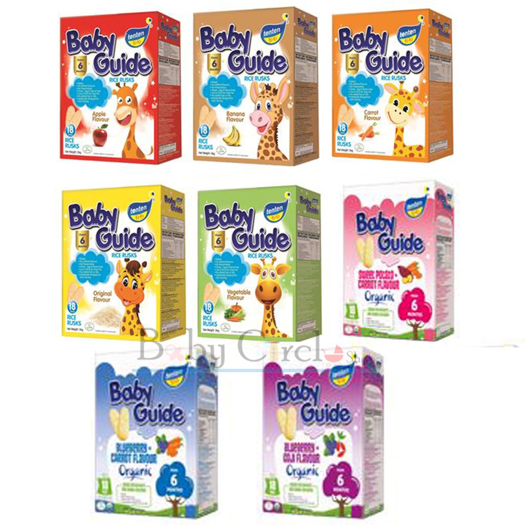 [Halal] Tenten Baby Guide Organic Flavor Rice Rusk 36g Biscuit | Shopee ...