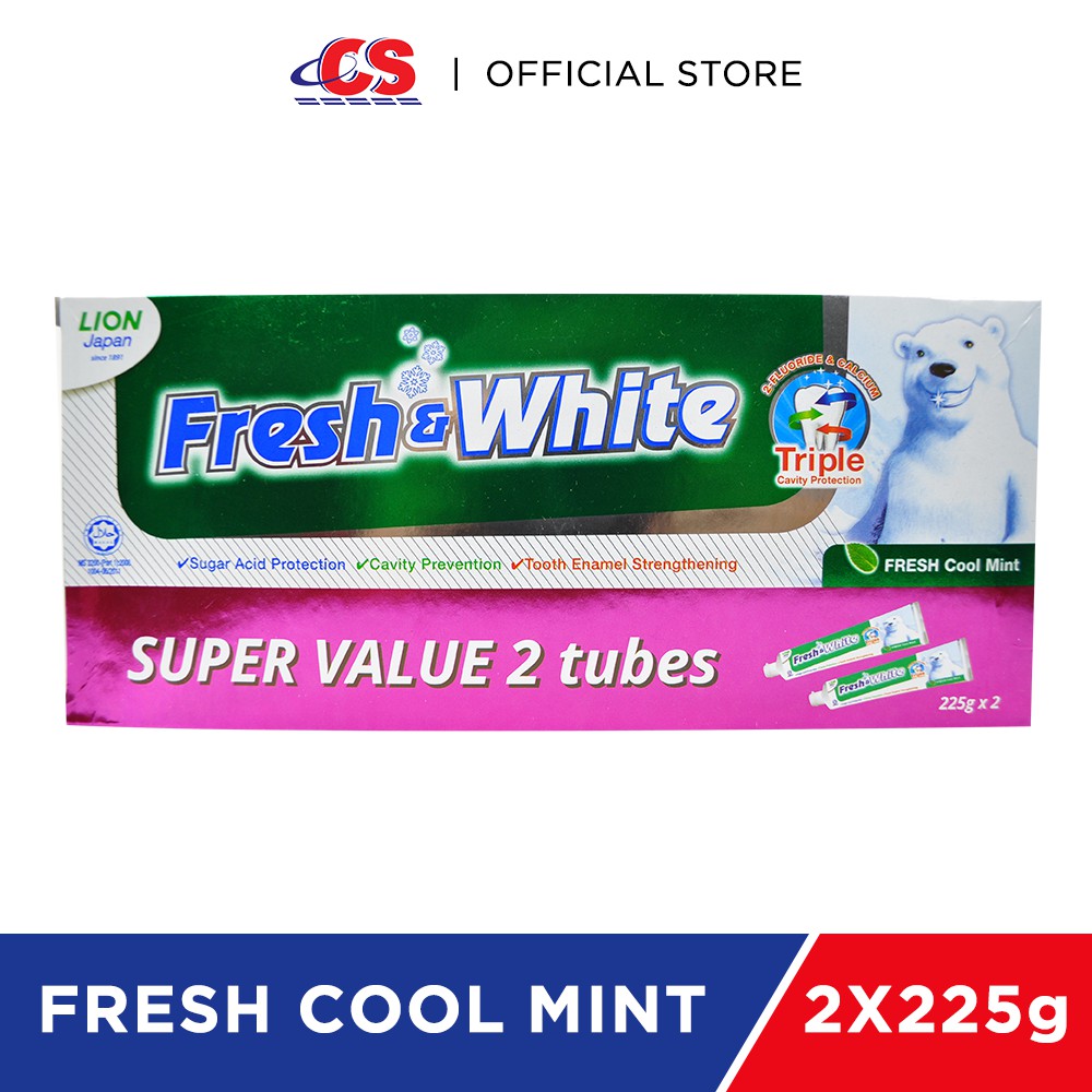 Fresh And White Toothpaste Fresh Cool Mint Twin Pack 2s X 225g Shopee