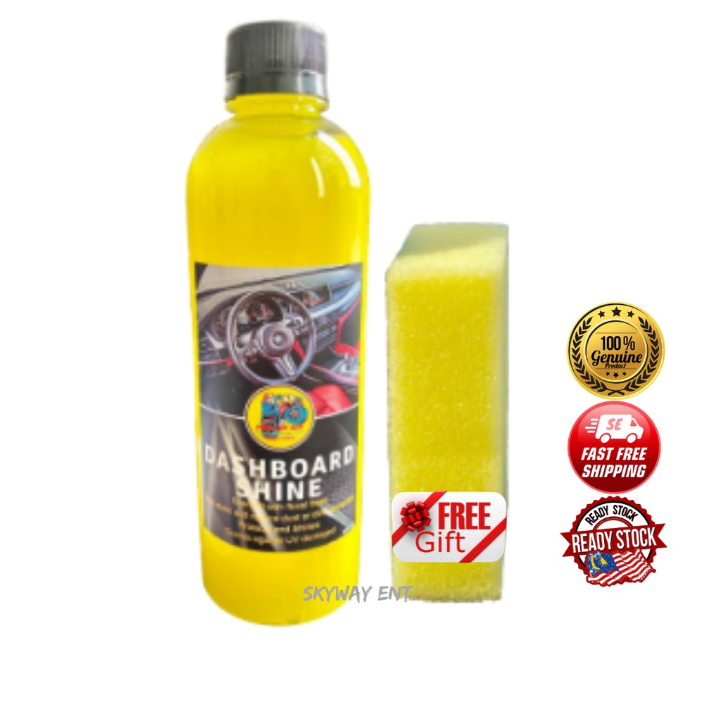 DASHBOARD AND LEATHER SHINE POLISH UV PROTECTION [Free Sponge] Shopee