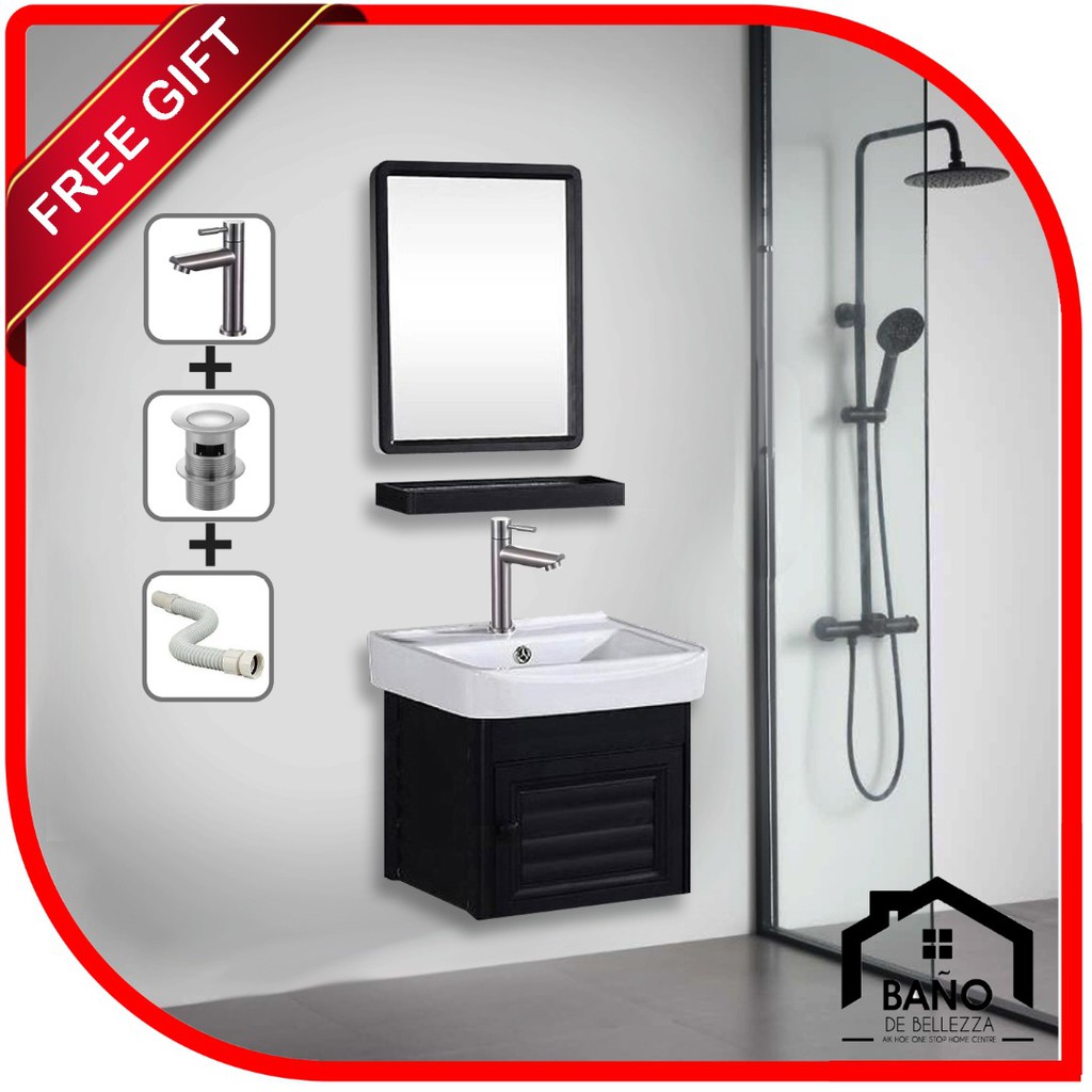 Buy Bano Aluminium Bathroom Cabinet Basin Acs 433641 Black Free Sink Tap
