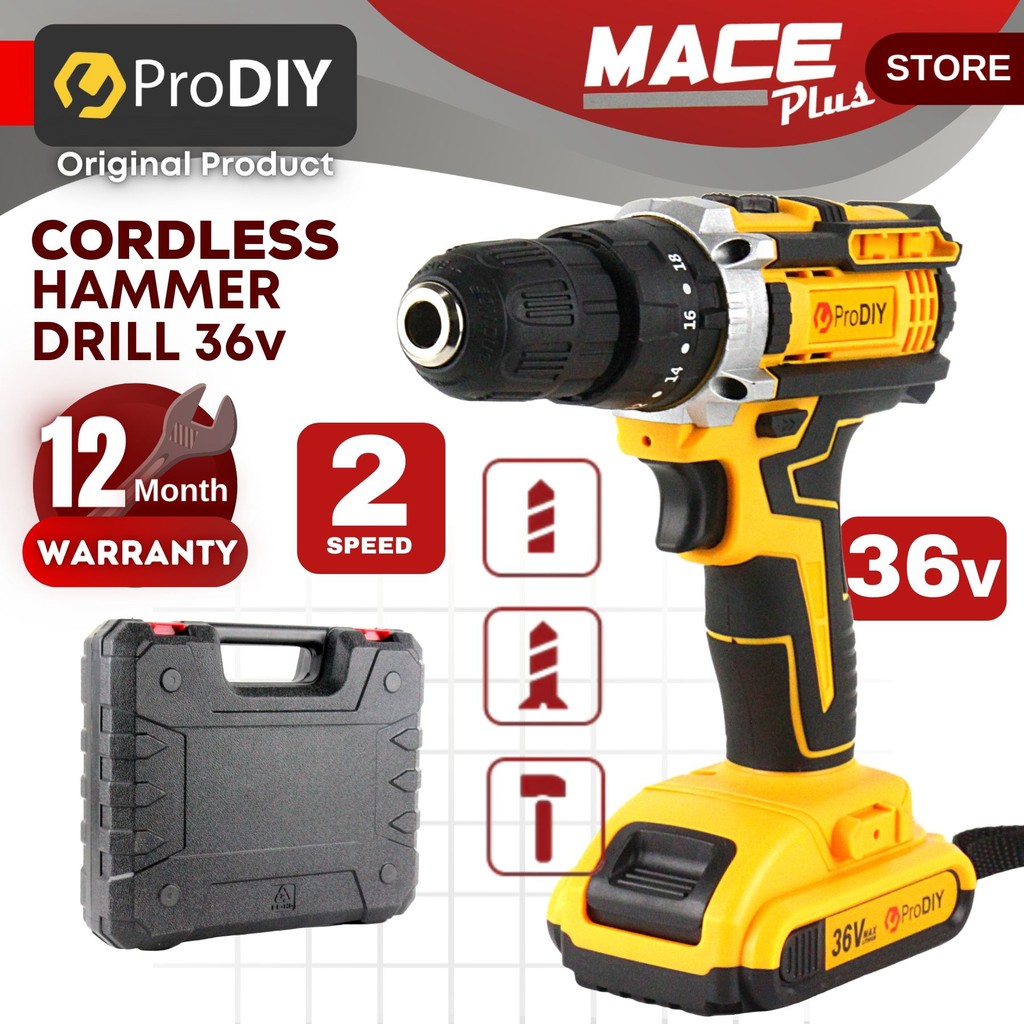 PRODIY DW36i 36V Cordless Hammer Drill / Impact / Driver Drill