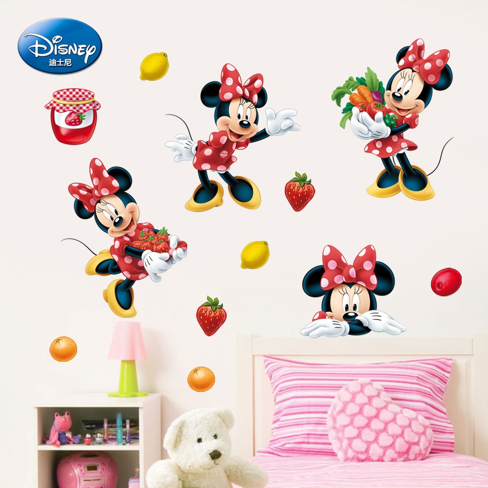Disney Wall Stickers Mickey Mouse Children Room Decoration Minnie Girl Bedroom L