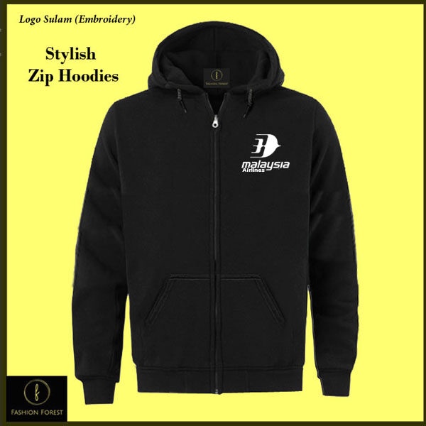 FULL ZIPPER HOODIE Malaysia Airline Embroidery Sulam FOR MEN & WOMRN Malaysia Airline UNIFORM