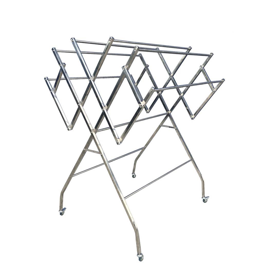 TM015 Stainless Steel Foldable Wheels Cloth Laundry Towel Hanger Drying