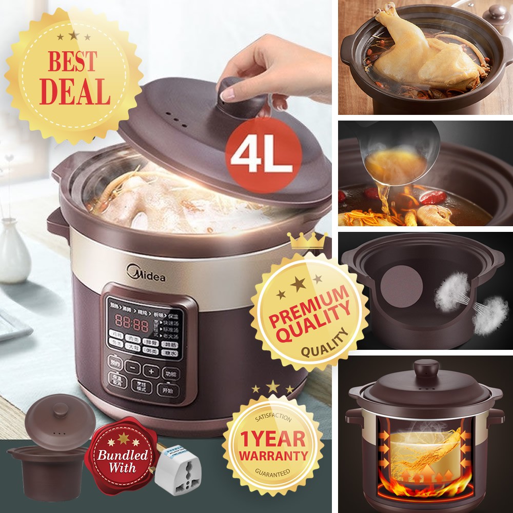 [PREMIUM QUALITY, 1 YEAR WARRANTY] Midea WTGS401 4 Liter Natural Syderolite Crock (Taotu) Smart Multi-stew Slow Cooker