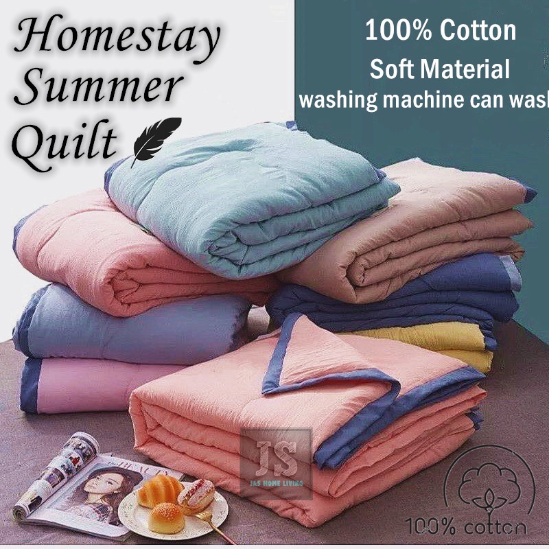 Summer Quilt Hotel Style Blanket 100%cotton Soft Material Single / King Size selimut 酒店式纯色夏凉被