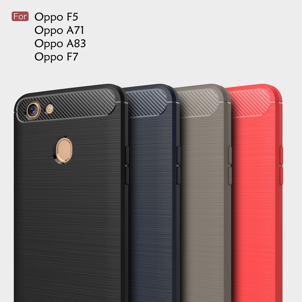 Oppo F7 F5 A71 A71K A83 Carbon Fiber Brushed TPU Silicone