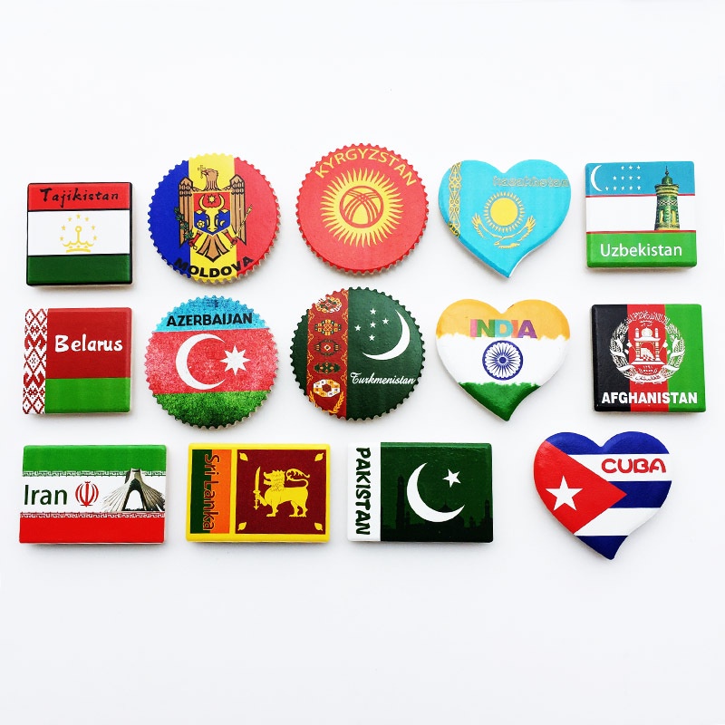 The National Flag Landmark Tourist Fridge Magnet Sri Lanka Pakistan Afghanistan Uzbekistan Kazakhstan Cuba India Belarus Magnets