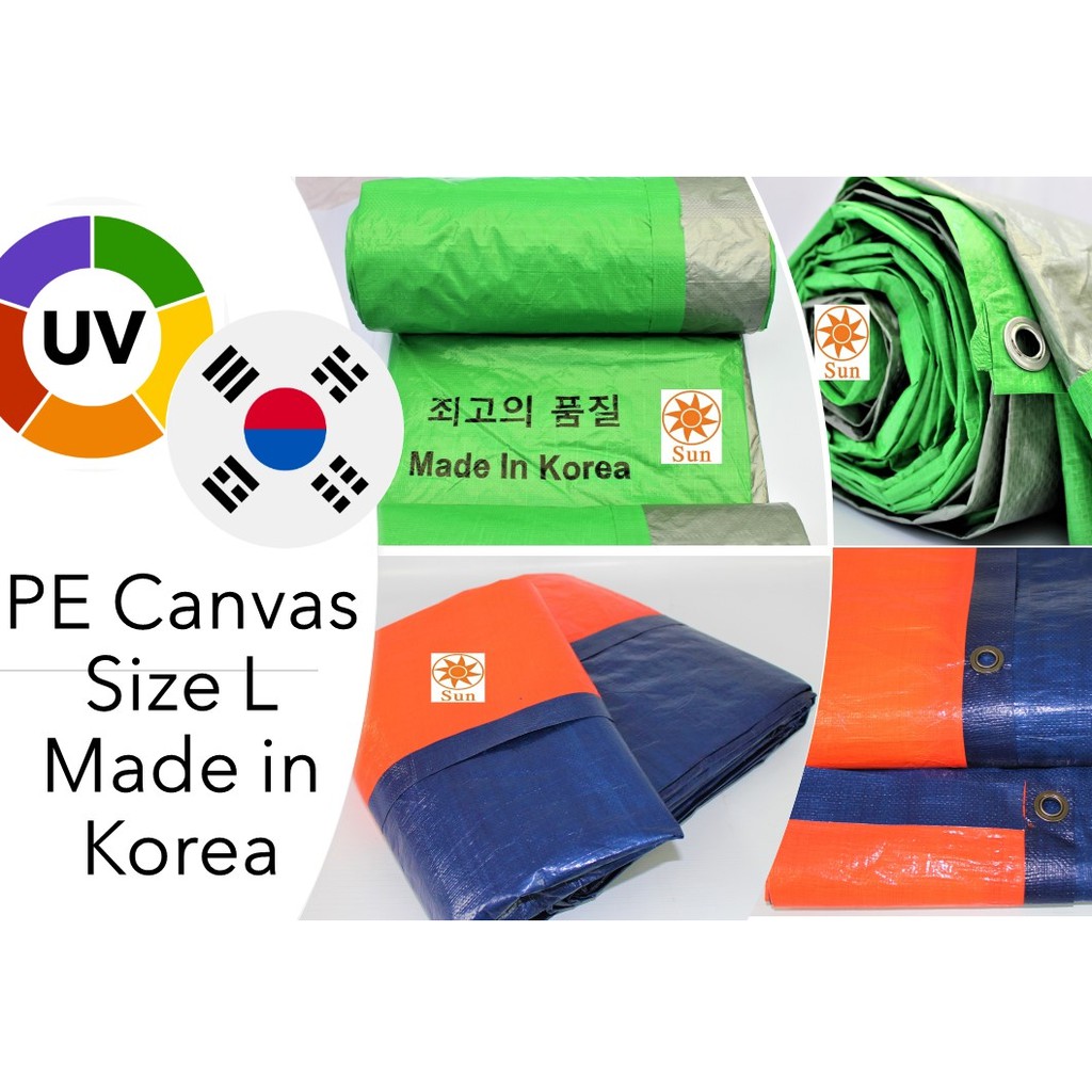 Size L 1414 Korea Canvas Blue Orange Pe Tarpaulin Sheet Canopy Cover Side Wall Kanvas Dinding Biru Oren Kanopi Khemah Shopee Malaysia