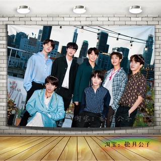 bK14 宿舍少年团卧室装饰背景布定制广告BTS墙布挂布防弹挂毯 Shopee 