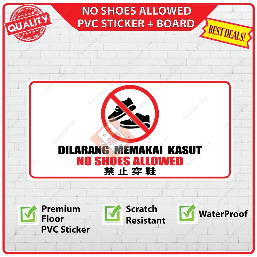 No Shoes Allowed Floor Sticker, Please take off your shoes signage ? PVC  Floor Sticker | Shopee Malaysia