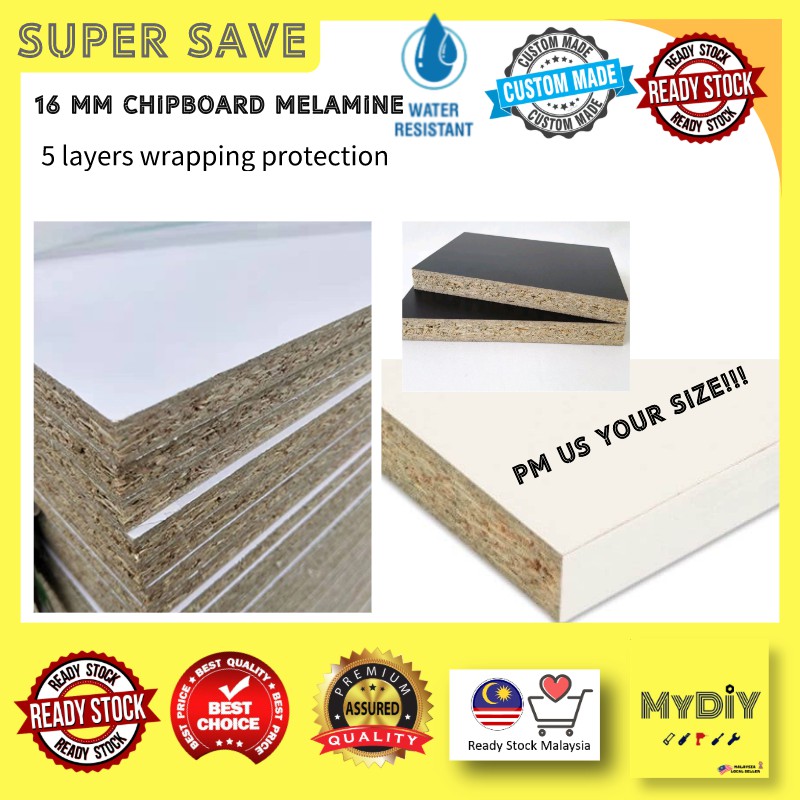 【MDS】( ) 16MM Tebal Papan Chipboard Putih dan Hitam/Melamine White & Black Cut-into-Saiz