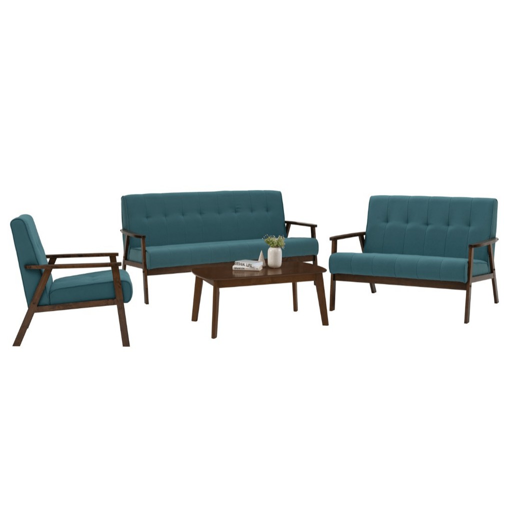 Triton Solid Wood 6 Seater Classic Vintage Sofa Set With Free Coffee Table London England Euro Fashion æ²™å'sky Blue Color New Pgmall