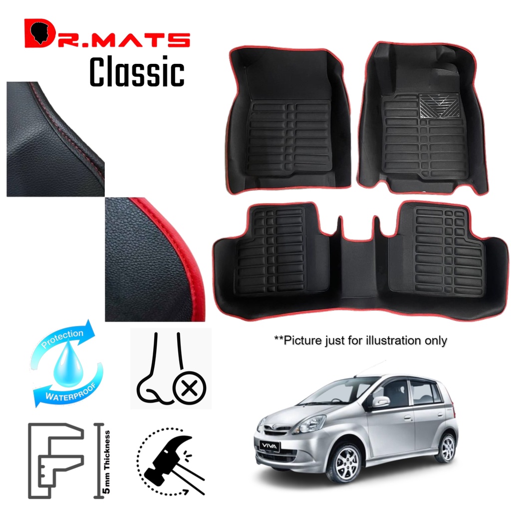 Perodua Viva 20072014 Dr.Mats 1 Layer / 2 Layer 5D Carpet PU Leather