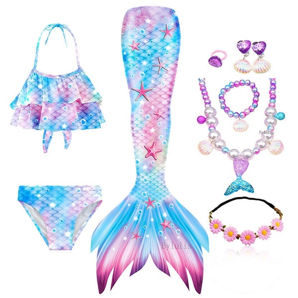 Dream Girl Children Mermaid Tail Swimsuit Swimming Pool Halloween Costume