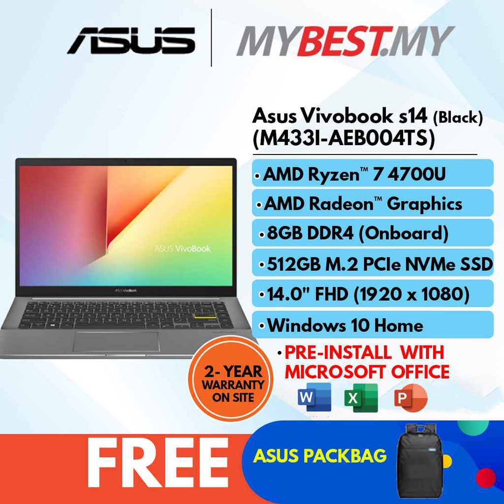ASUS Vivobook 14S M433I-AEB004TS Laptop (R7-4700U/8GB RAM/512GB SSD/14 ...