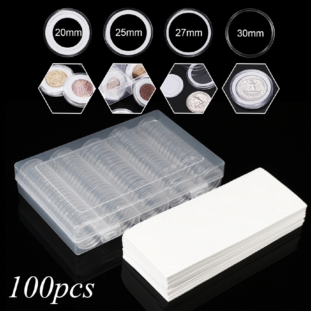 20/25/27/30mm 100Pcs Coin Capsules Holder Commemorative Coin Holder Coin Collection Box