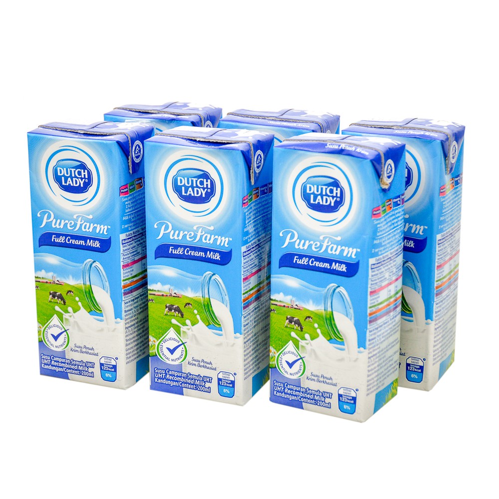 Dutch Lady Pure Farm UHT Full Cream Milk 6 x 200ml ...