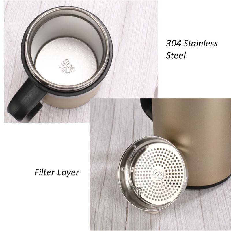 304 Stainless Steel Thermos Mugs, Tea Cup With Handle Lid Tea Filter Insulated