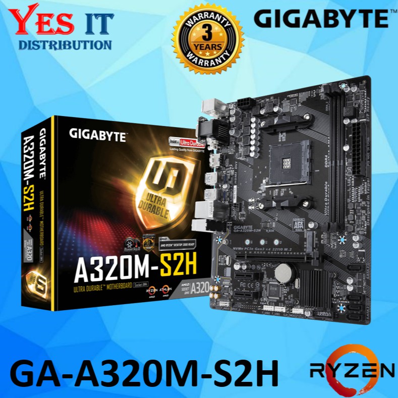 GIGABYTE A320M-S2H AM4 DDR4 MOTHERBOARD MATX GA-A320M-S2H V2 ) | Shopee ...