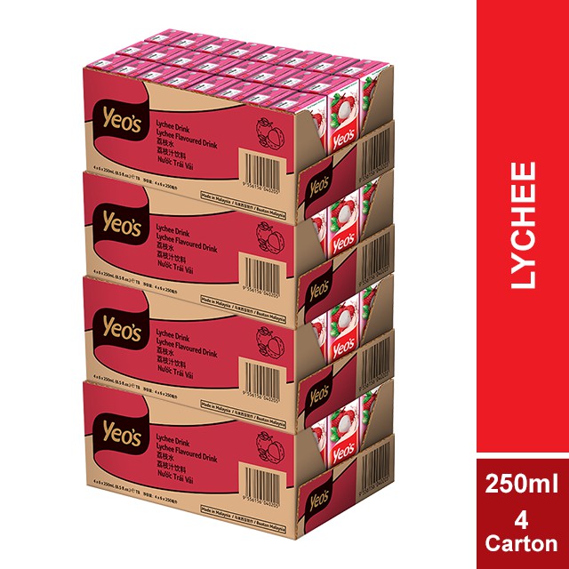 YEO'S Asian Drink Lychee Tetra Box (24 x 250ml) X 4 Carton [KL & Selangor Delivery Only]