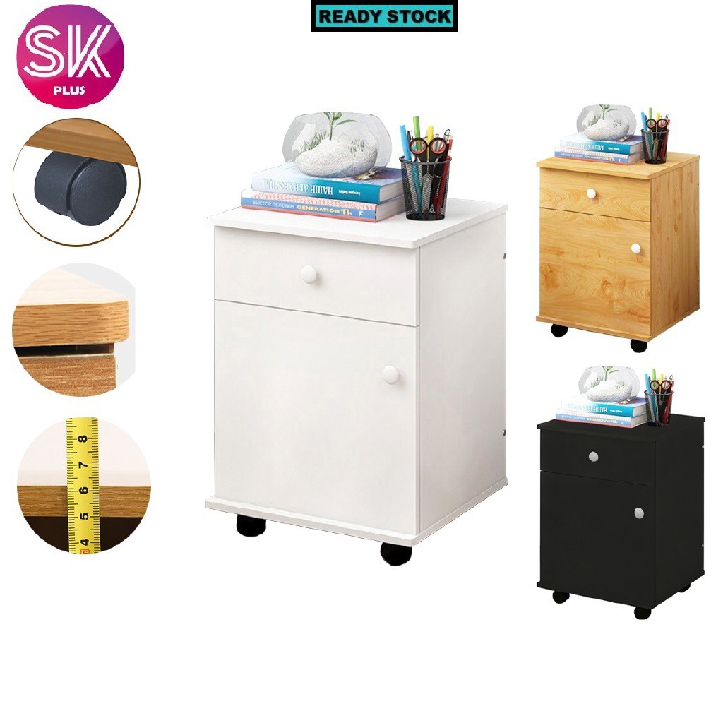 Ready Stock Skplus Modern 2 Drawer Wooden Bedroom Nightstands Cabinet Bedside Table With Wheels